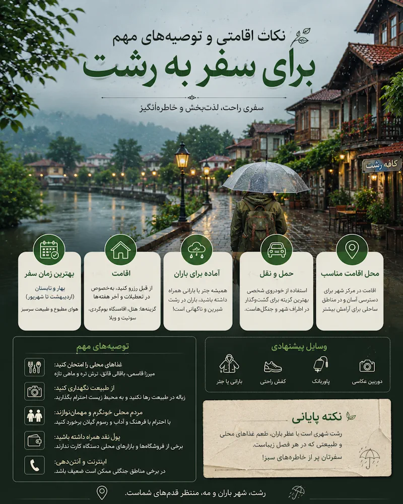 نکات اقامتی و توصیه‌های مهم برای سفر به رشت