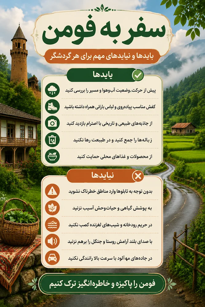نکات مهم سفر به فومن؛ بایدها و نبایدهایی که هر گردشگر باید بداند
